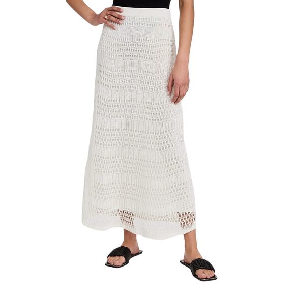 NWT! Theory Pull-On Crochet Knit Lace Ivory Maxi Skirt - Size Medium - Picture 4 of 12